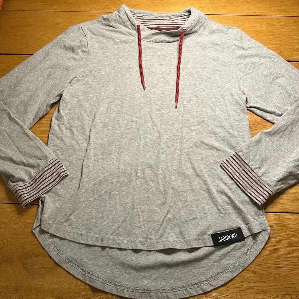 Jason Wu For EvaAir Pullover Mock Neck Gray Sweatshirt Long Sleeves Size Medium